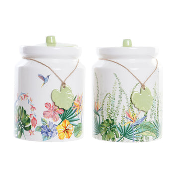 Boîte DKD Home Decor Jardin Multicouleur Tropical 1 L 12 x 12 x 16 cm (2 Unités)