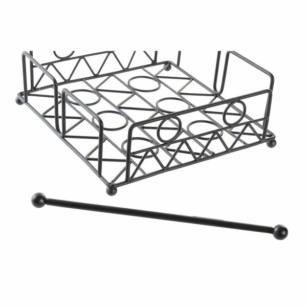 Napkin holder DKD Home Decor Geometric Black Metal 18 x 18 x 7 cm