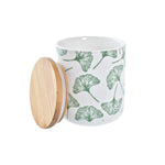 3 Tubs DKD Home Decor Natural White Green Bamboo Stoneware Tropical 10 x 10 x 17 cm