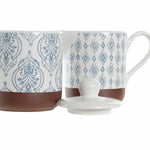 Sugar Bowl DKD Home Decor Blue White Brown Stoneware 12,5 x 6,5 x 8 cm (2 pcs)