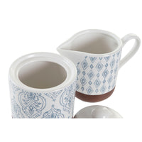 Sugar Bowl DKD Home Decor Blue White Brown Stoneware 12,5 x 6,5 x 8 cm (2 pcs)