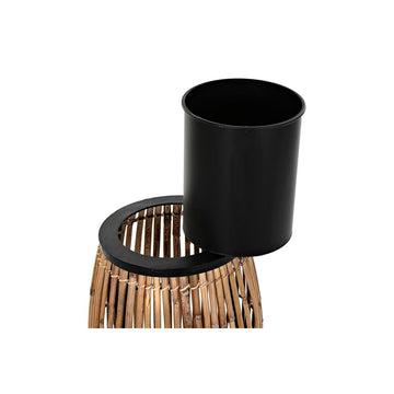 Planter DKD Home Decor Natural Black Metal Rattan (31 x 31 x 55 cm)