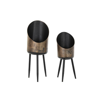 Set de pots DKD Home Decor Noir Cuivre Métal Vintage 26 x 26 x 70 cm