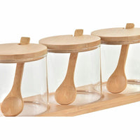 Sugar Bowl DKD Home Decor Basic Transparent Natural Bamboo 3 Pieces 8,5 cm 29 x 10 x 10 cm