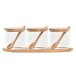 Sucrier DKD Home Decor Basique Transparent Naturel Bambou 3 Pièces 8,5 cm 29 x 10 x 10 cm