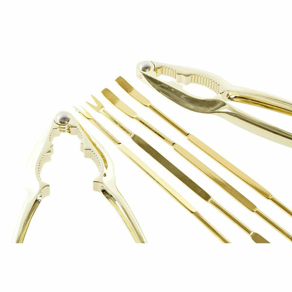 Meeresfrüchte-Set DKD Home Decor Gold Edelstahl 8 Stücke 3 x 3 x 15 cm