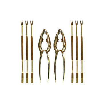Seafood Set DKD Home Decor Golden Stainless steel 8 Pieces 3 x 3 x 15 cm