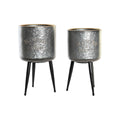 Set de pots DKD Home Decor Noir Gris Métallisé Métal Loft 25 x 25 x 46 cm