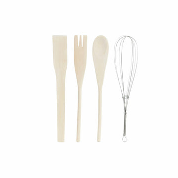 Ensemble d'ustensiles de cuisine DKD Home Decor Dolomite Bois MDF 12 x 12 x 25 cm Rose Fleurs (2 Unités)