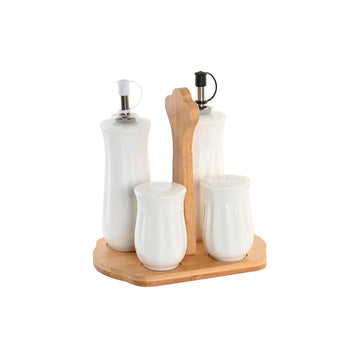 Ensemble salière et poivrier DKD Home Decor 17 x 12,5 x 18 cm Naturel Porcelaine Blanc 5 Unités