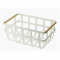 Multi-purpose basket DKD Home Decor White Natural Metal Pinewood 36 x 22 x 15,5 cm