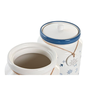 Boîte DKD Home Decor Bleu 15 x 15 x 21 cm Blanc Dolomite (2 Unités)