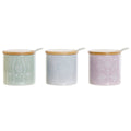 Sugar Bowl DKD Home Decor Blue Green Lilac Bamboo Dolomite 7,5 x 7,5 x 7,5 cm (3 Units)