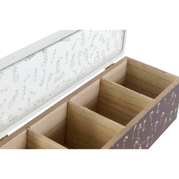 Box for Infusions DKD Home Decor Green Mustard Dark brown Crystal MDF Wood (4 Units)