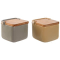 Salt Shaker with Lid Home ESPRIT Beige Grey Natural Bamboo Dolomite 15 x 12 x 11 cm (2 Units)