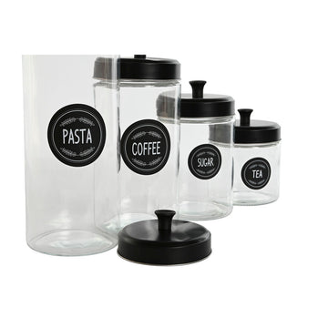 4 Tubs Home ESPRIT Black Metal Crystal 1 L 1,5 L 1,8 L 10,4 x 10,4 x 26,4 cm