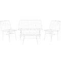 Table Set with 3 Armchairs Home ESPRIT White Metal 115 x 53 x 83 cm