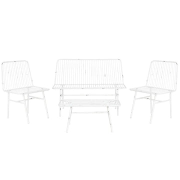 Tisch mit 3 Sesseln Home ESPRIT Weiß Metall 115 x 53 x 83 cm