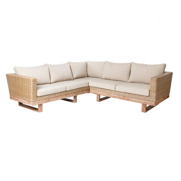 Garden sofa Patsy Wood Rattan 235 x 230 x 64,5 cm