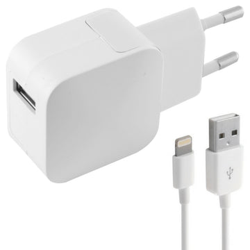 Stenski Polnilec + MFI Certified Lightning Kabel KSIX Apple-compatible 2.4A USB iPhone