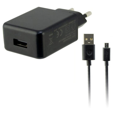 Stenski Polnilec + USB Mikro Kabel KSIX USB 2A Črna