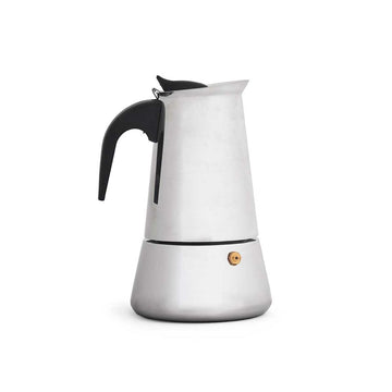 Italienische Kaffeemaschine Schwarz Silberfarben Stahl 6 Tassen