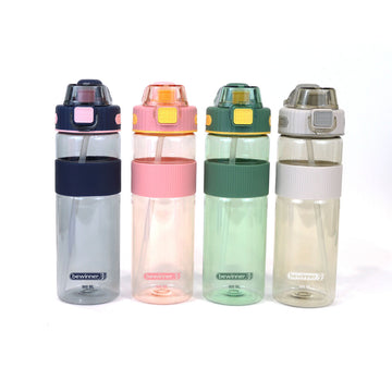 Bottle with Lid and Straw Bewinner Multicolour Transparent 900 ml