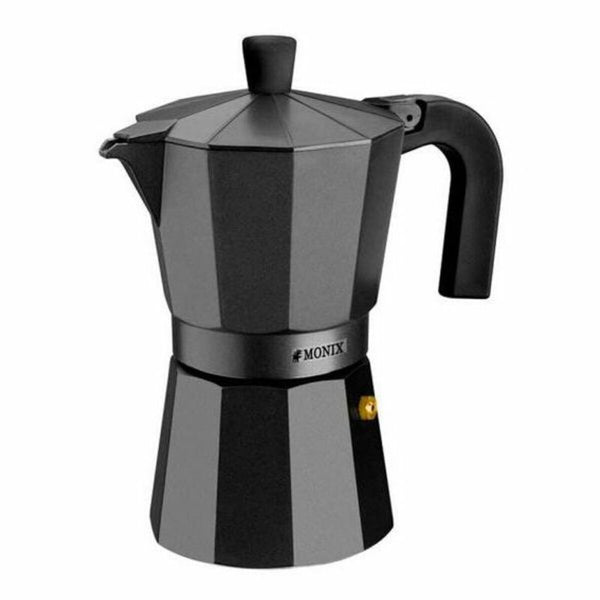 Italienische Kaffeemaschine Monix Vitro Aluminium Schwarz Metall Edelstahl 3 Kopper