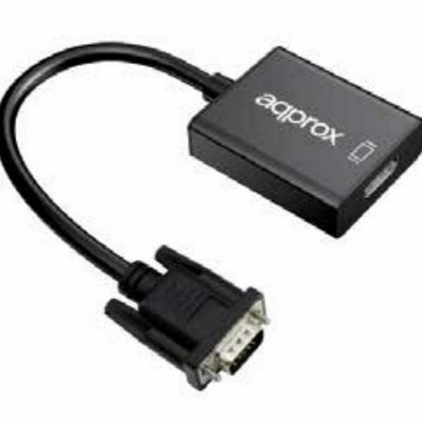 VGA-zu-HDMI-Adapter mit Audio approx! APPC25 3,5 mm Micro USB 20 cm 720p/1080i/1080p Schwarz