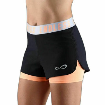 Short de Sport pour Femme Endless Tech Iconic Orange Noir