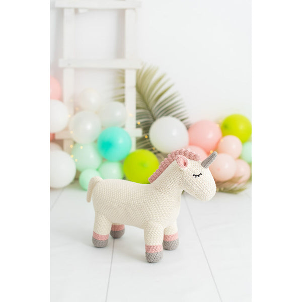 Fluffy toy Crochetts AMIGURUMIS MINI White Grey Unicorn 46 x 36 x 16 cm