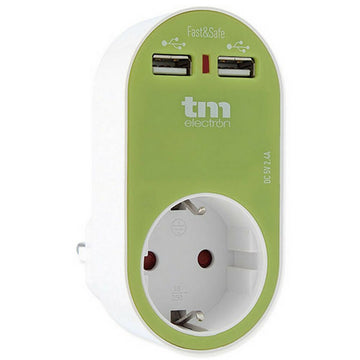 Prise Murale avec 2 Ports USB TM Electron Vert