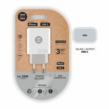 Chargeur mural Tech One Tech USB-C Blanc 20 W