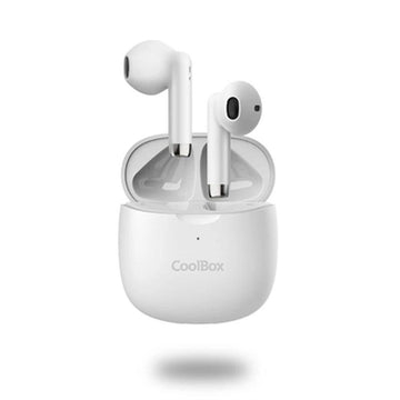 Headphones with Microphone CoolBox COO-AUB-TWS01 White