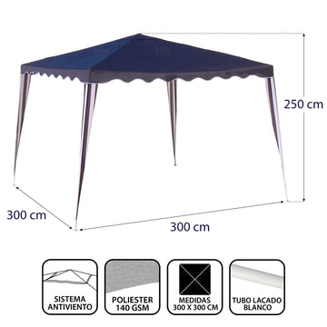 Pergola Polyester Stahl 300 x 300 x 245 cm