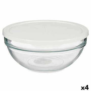 Panier-repas rond avec couvercle Chefs Blanc 1,135 L 17,2 x 7,6 x 17,2 cm (4 Unités)