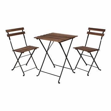 Table set with 2 chairs IPAE Progarden Foldable Acacia Black Natural (3 Pieces)