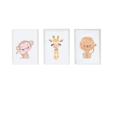 Sheets Crochetts 33 x 43 x 2 cm Lion Monkey Giraffe 3 Pieces