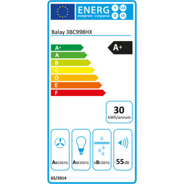 Hotte standard Balay 3BC998HX 90 cm 843 m3/h 160W A+ Acier