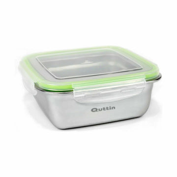 Hermetic Lunch Box Quttin Squared Stainless steel 1,2 L 18 x 18 x 7 cm (12 Units)