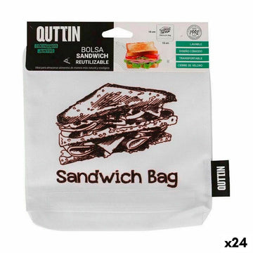 Wiederverwendbare Säcke für Lebensmittel Quttin Sandwich 18 x 18 x 2 cm (24 Stück)