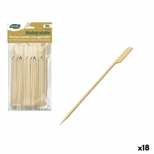 Barbecue Skewer Set Algon Bamboo 100 Pieces 18 cm (18 Units)