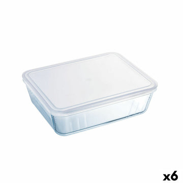Boîte à repas rectangulaire avec couvercle Pyrex Cook & Freeze 25 x 20 cm Transparent Silicone verre 2,6 L (6 Unités)