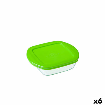 Panier-repas carré avec couvercle Pyrex Cook & Store Vert 1 L 20 x 17 x 5,5 cm Silicone verre (6 Unités)
