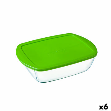Boîte à repas rectangulaire avec couvercle Pyrex Cook & Store Vert 1,1 L 23 x 15 x 7 cm Silicone verre (6 Unités)
