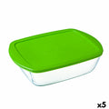 Boîte à repas rectangulaire avec couvercle Pyrex Cook&store Px Vert 2,5 L 28 x 20 x 8 cm verre Silicone (5 Unités)