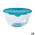 Round Lunch Box with Lid Pyrex Cook & Store Blue 2 L 22 x 22 x 11 cm Silicone Glass (3 Units)