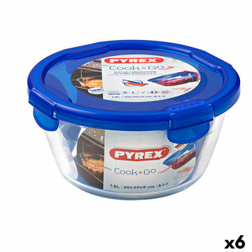 Boîte à lunch hermétique Pyrex Cook&go 20 x 20 x 10,3 cm Bleu 1,6 L verre (6 Unités)