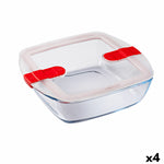 Hermetic Lunch Box Pyrex Cook & Heat 25 x 22 x 7 cm 2,2 L Transparent Glass (4 Units)