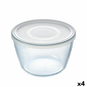 Panier-repas rond avec couvercle Pyrex Cook & Freeze 1,6 L 17 x 17 x 12 cm Transparent Silicone verre (4 Unités)